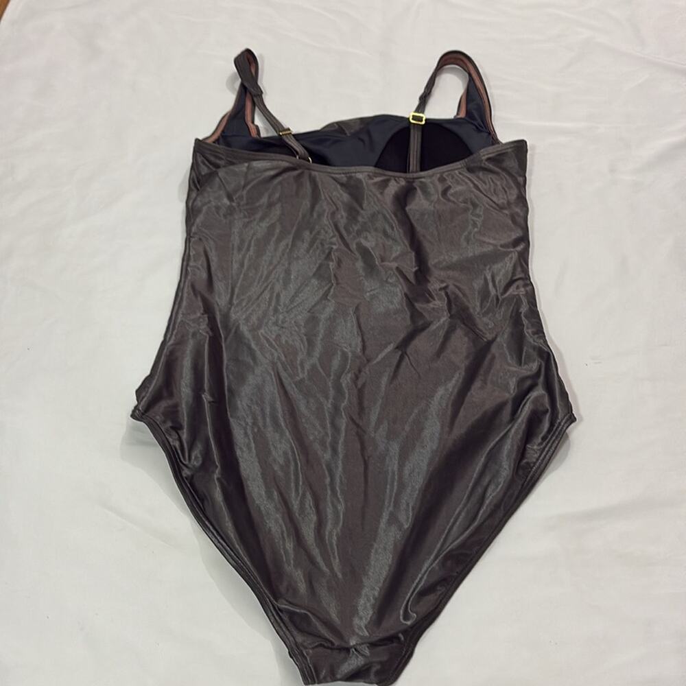 Calvin Klein Womens 14 Ruched One Piece Bathing Suit Summer Beach Vacation - Picture 4 of 8